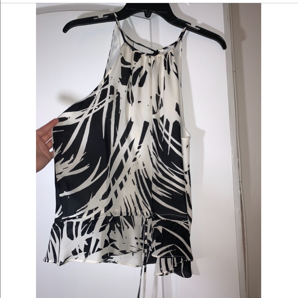 New Parker Palm Print Silk Black White Cordoba Halter Tank S ($198 Retail).